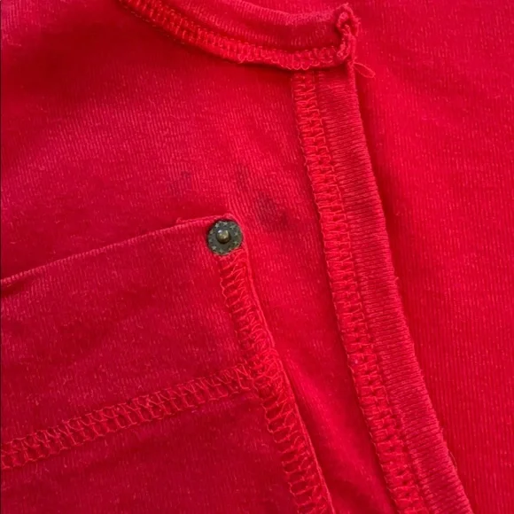 Red Deep V Long Sleeve Tee - Picture 5 of 6